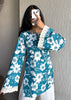 Teal bell sleeves short kurti
