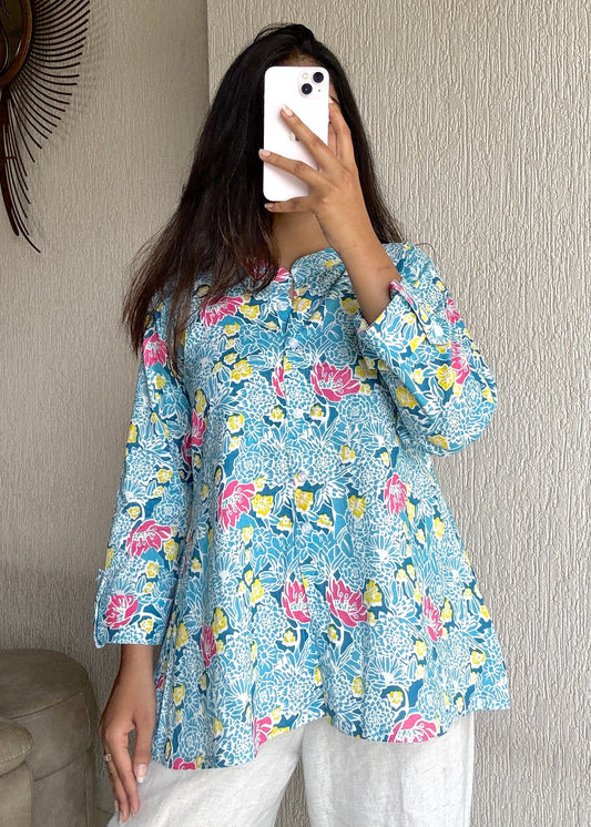 Blue A-line short kurti