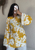 Yellow bell sleeves short kurti