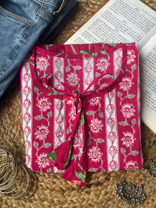 Pink boho short kurti