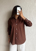 Chocolate oversized cotton shirt