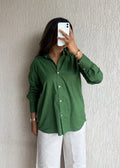 Olive oversized cotton shirt