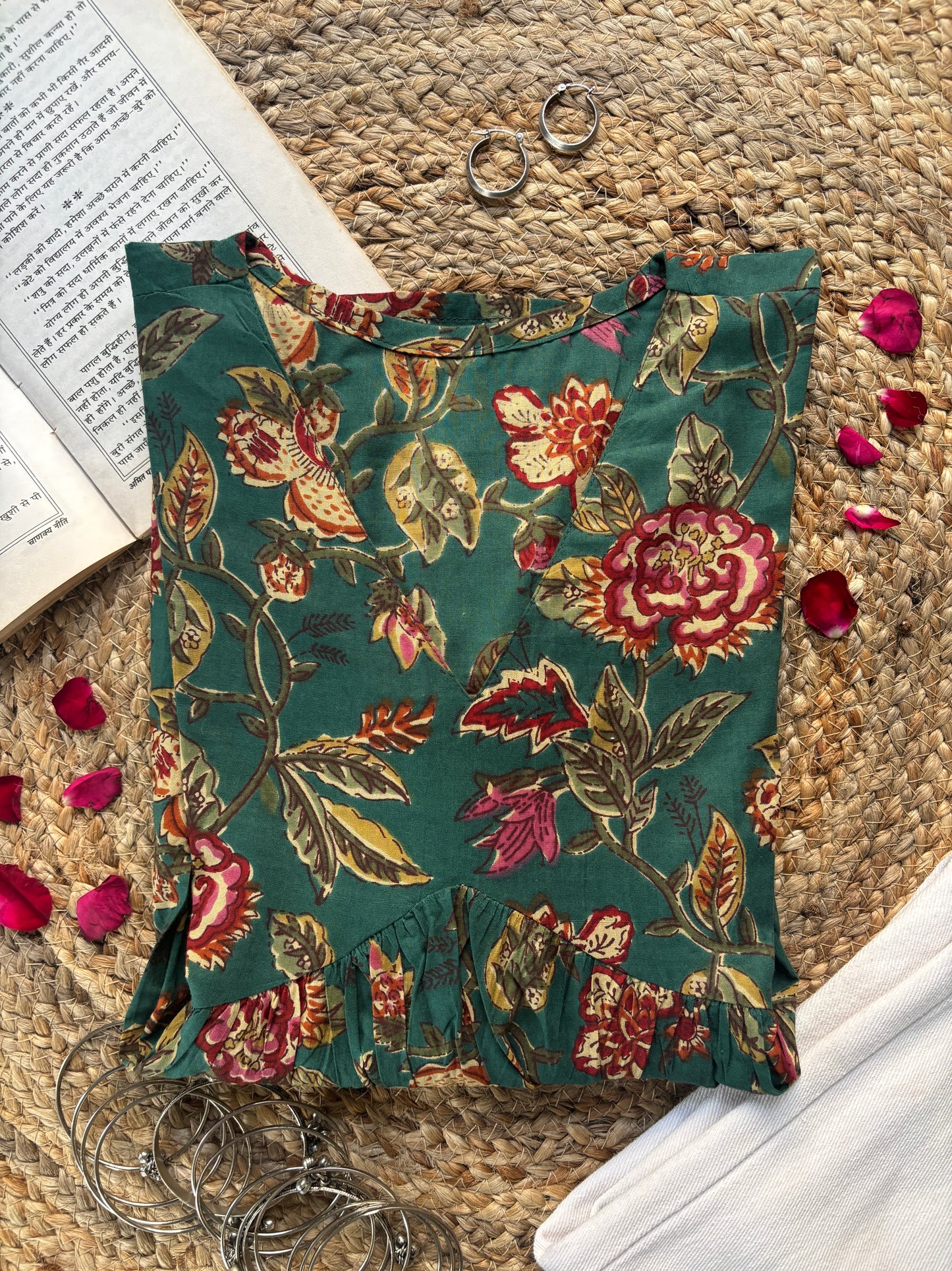 Green Peplum style short kurti