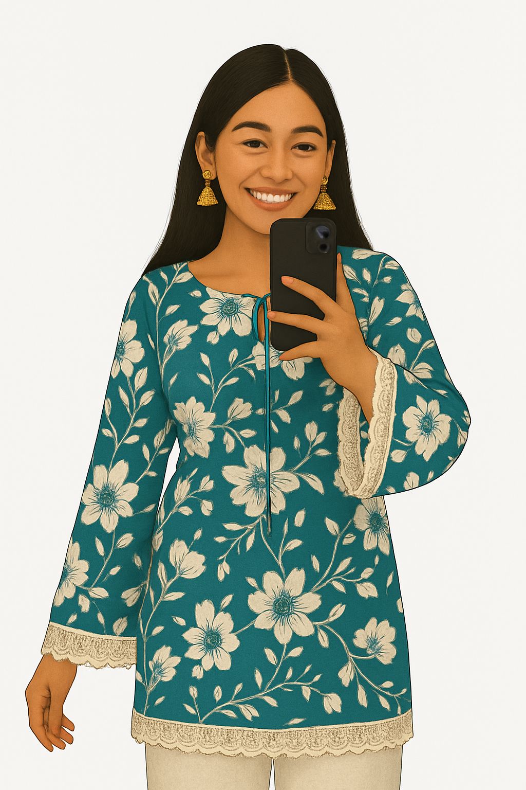 Bell sleeves short kurti