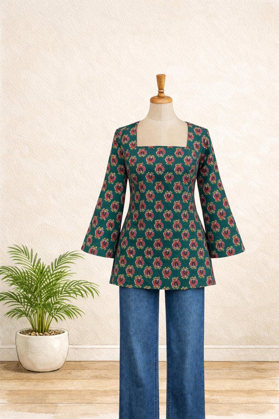 Square neck short kurti