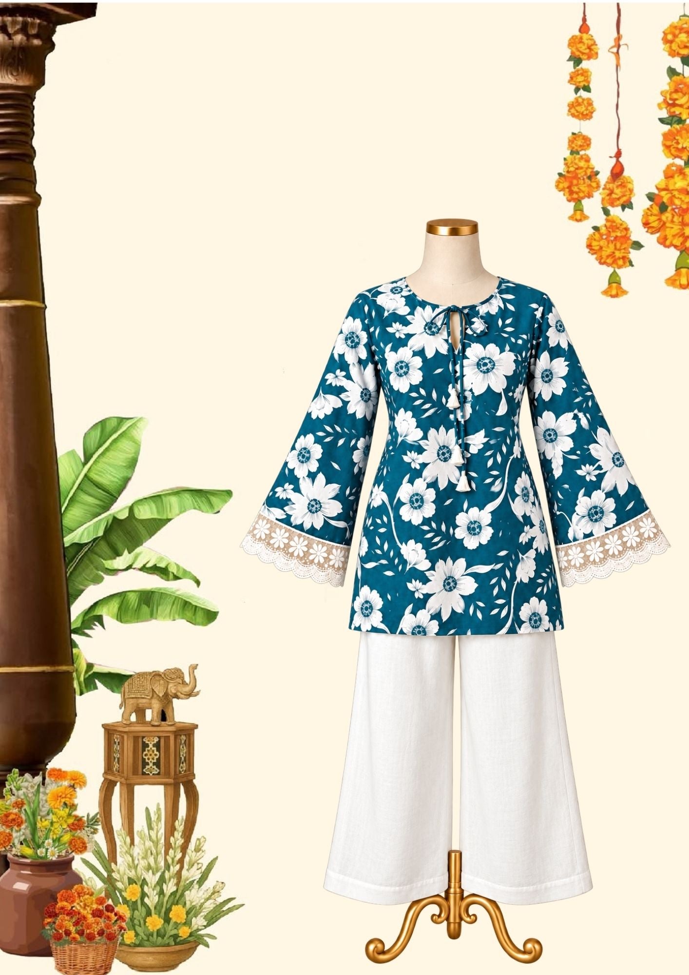 Bell sleeves short kurti – KUDDI