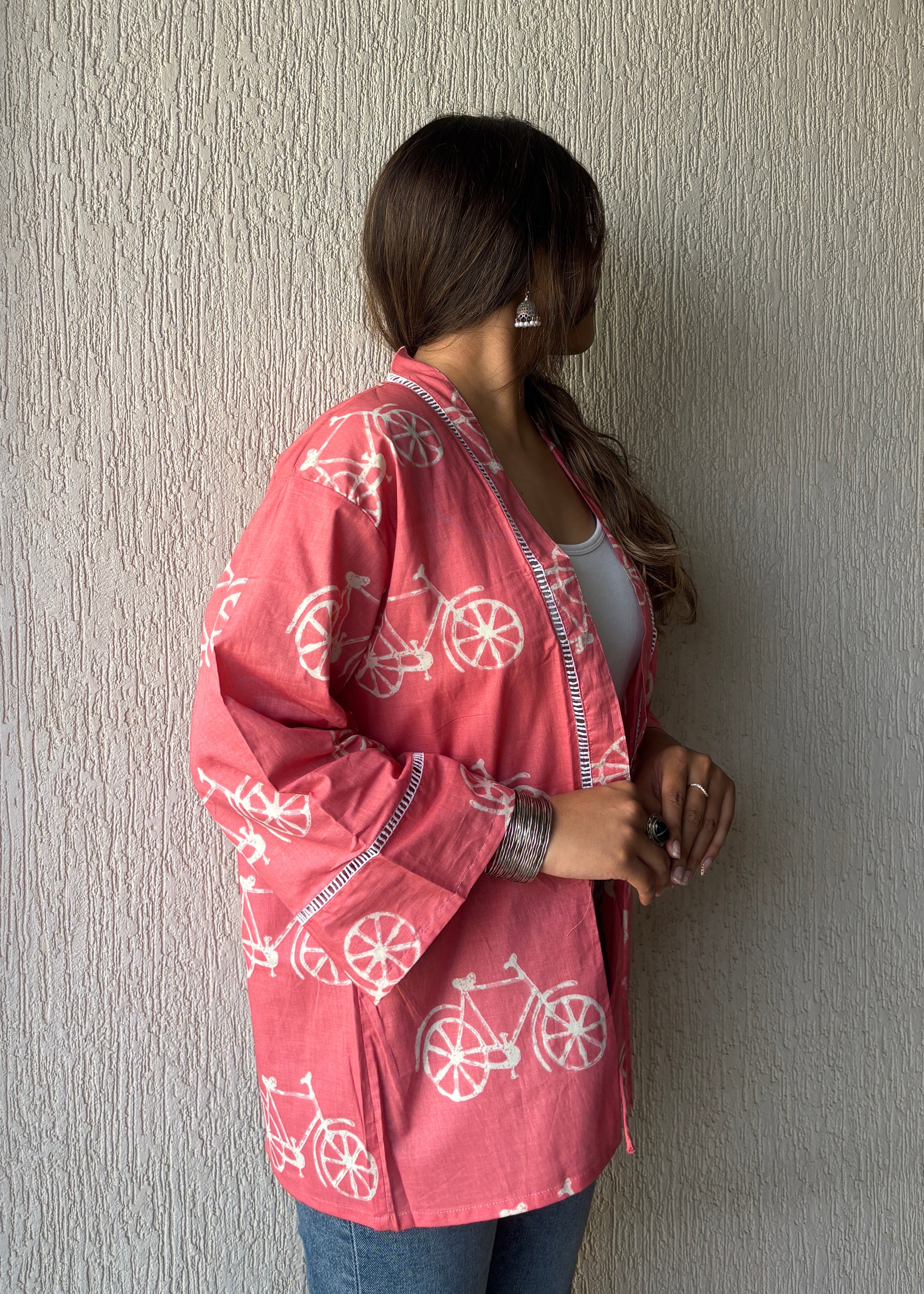 Rose Pink bicycle oversized shrug