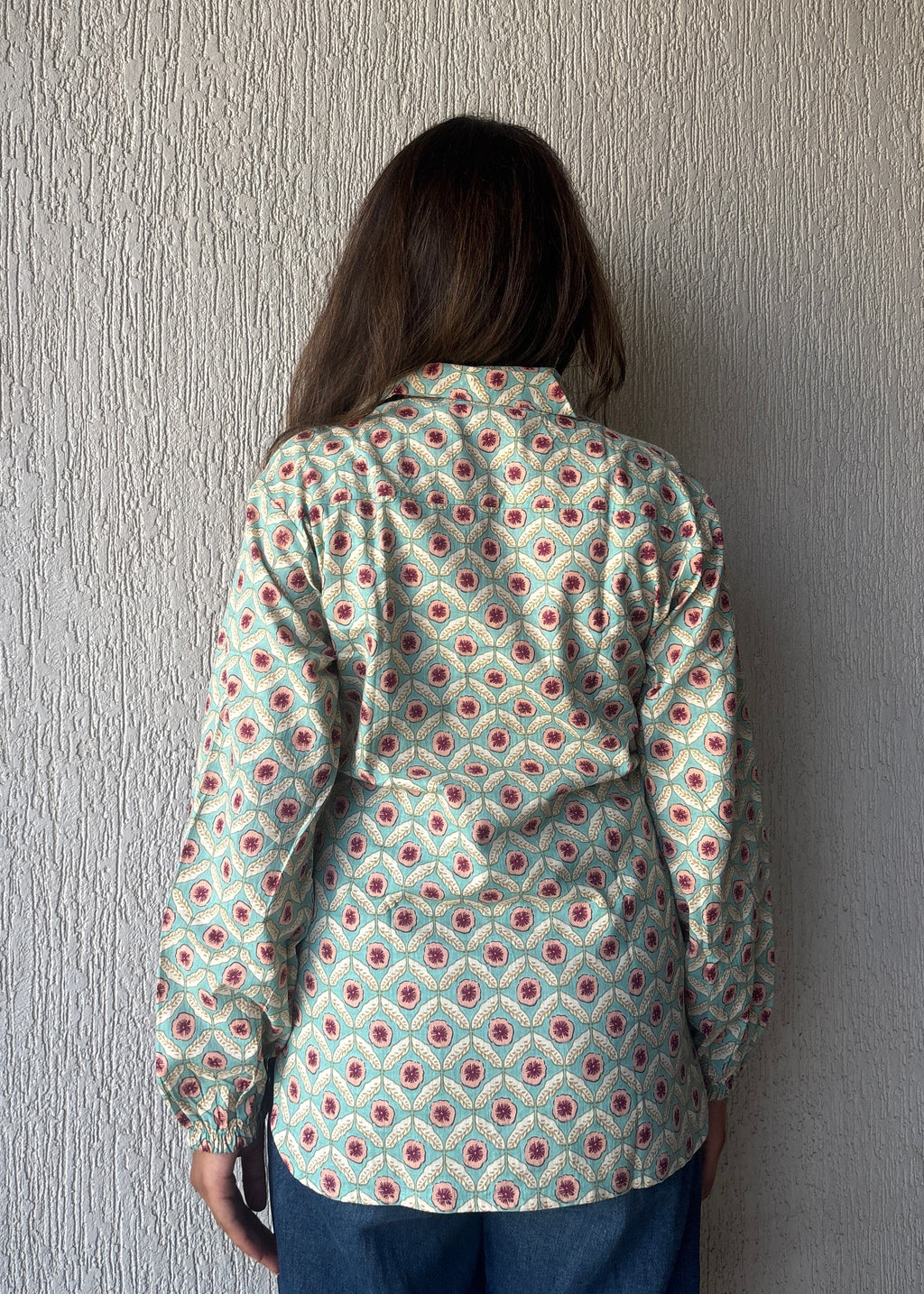 Mint green geometric shirt