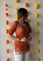 Kesariya Gota cotton short kurti