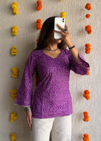 Jamuni bell Bandhani cotton short kurti