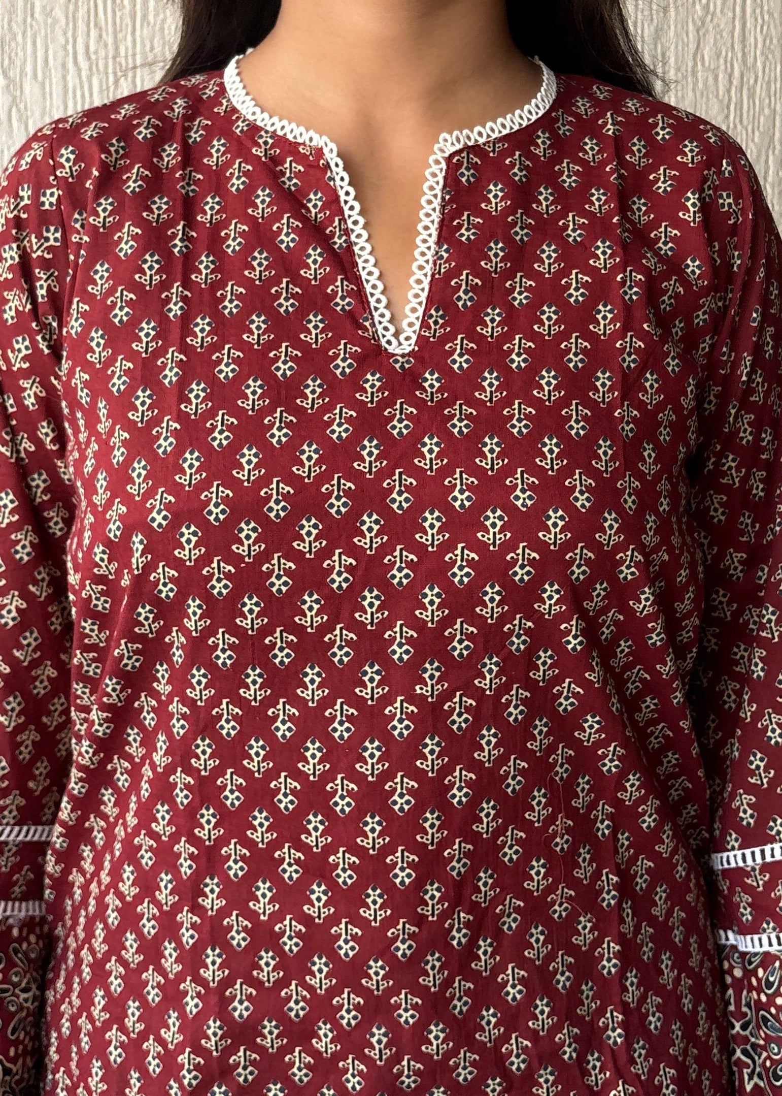 Heritage maroon short kurti