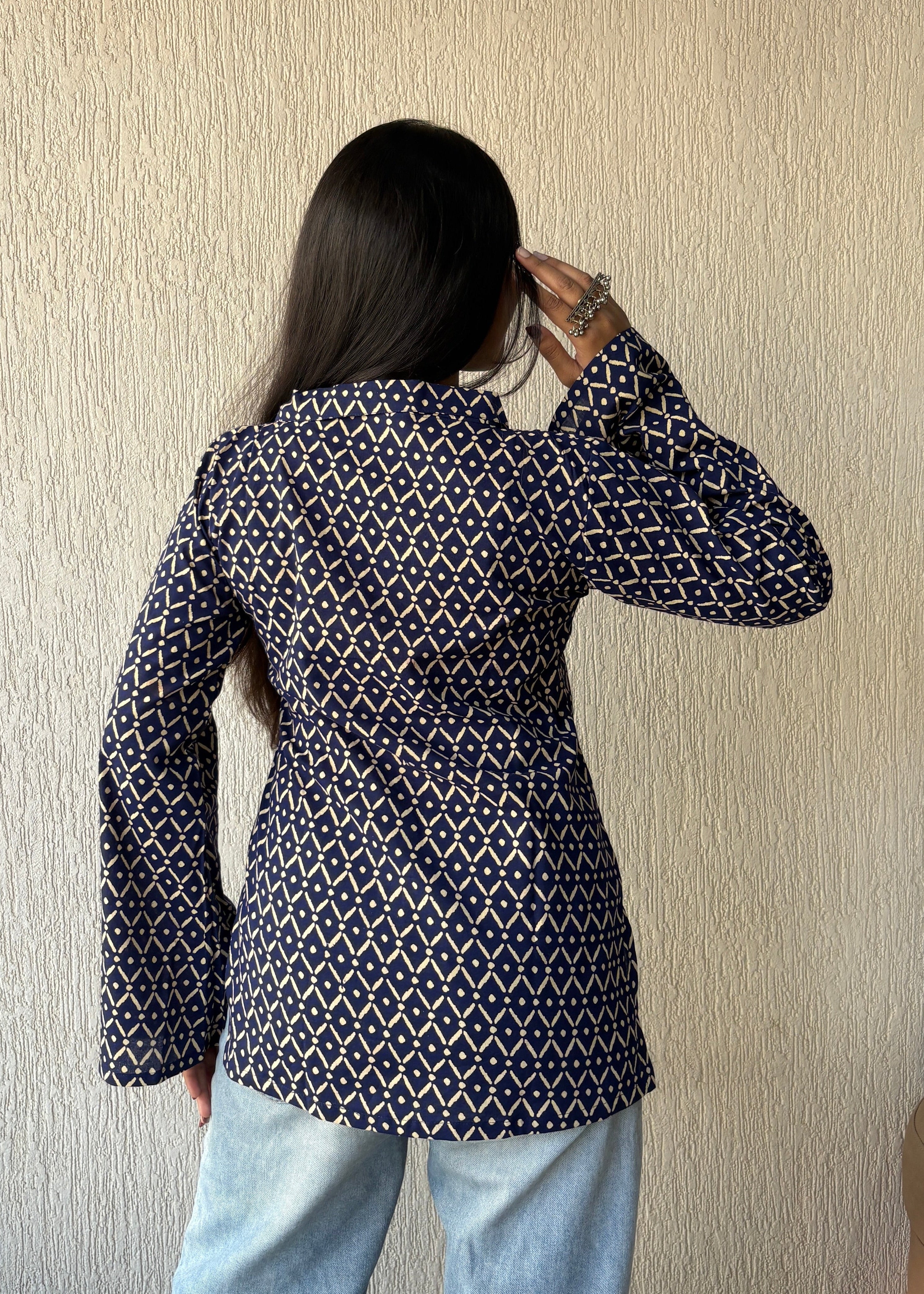 Blue bossy short kurti