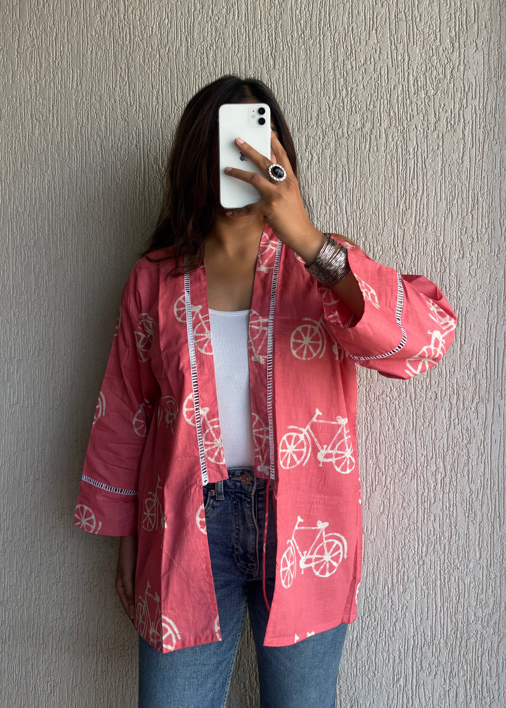 Rose Pink bicycle oversized shrug