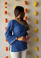 Neel bell Bandhani cotton short kurti