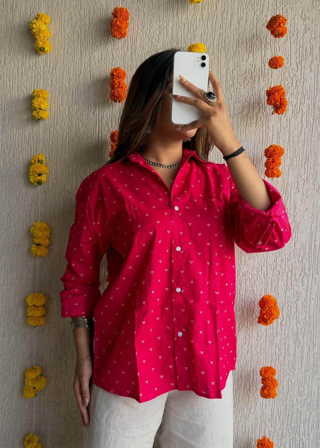 Pink dots oversized shirt