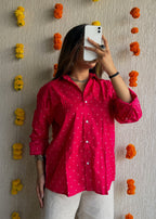 Pink dots oversized shirt