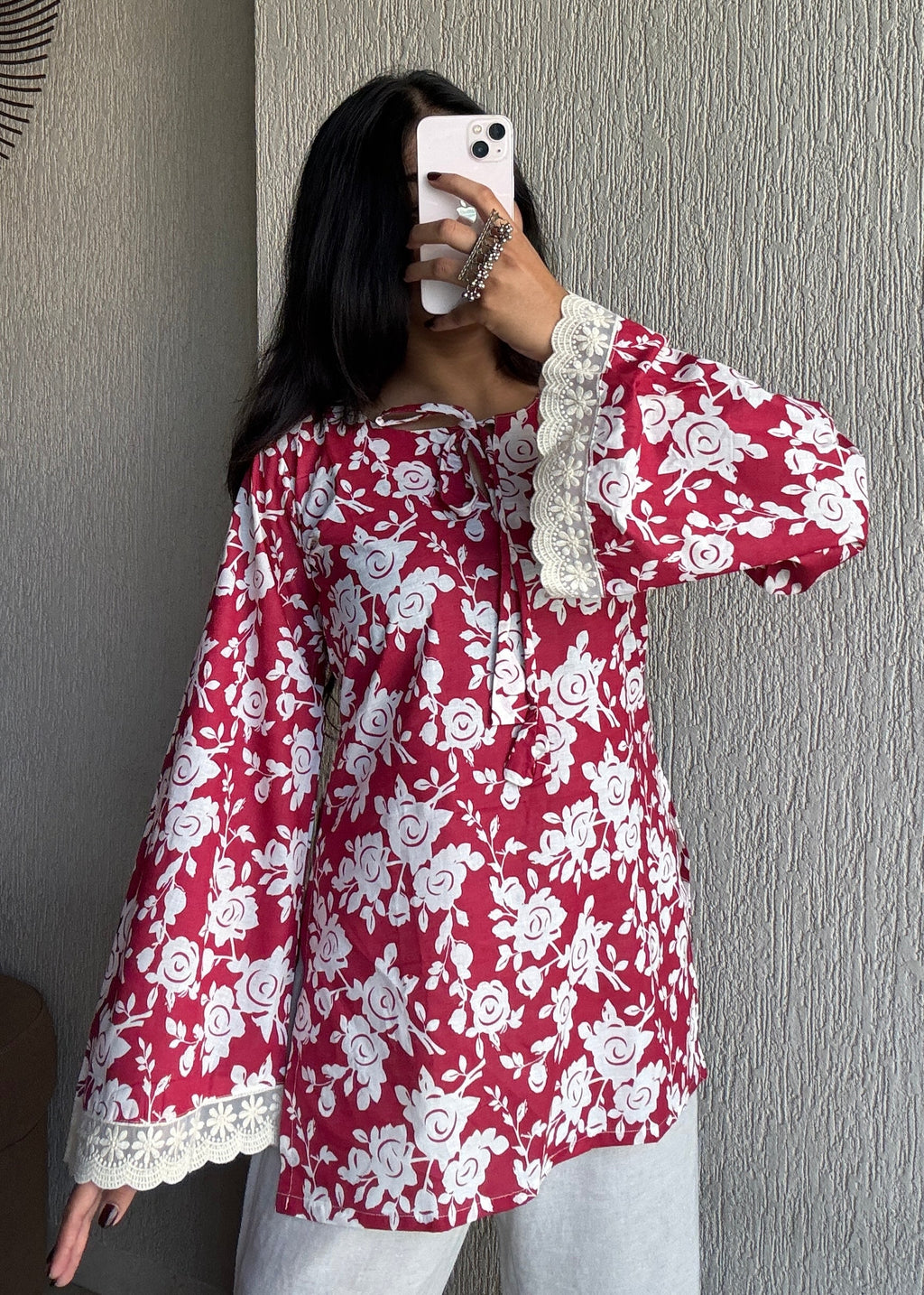 Rose bell sleeves short kurti