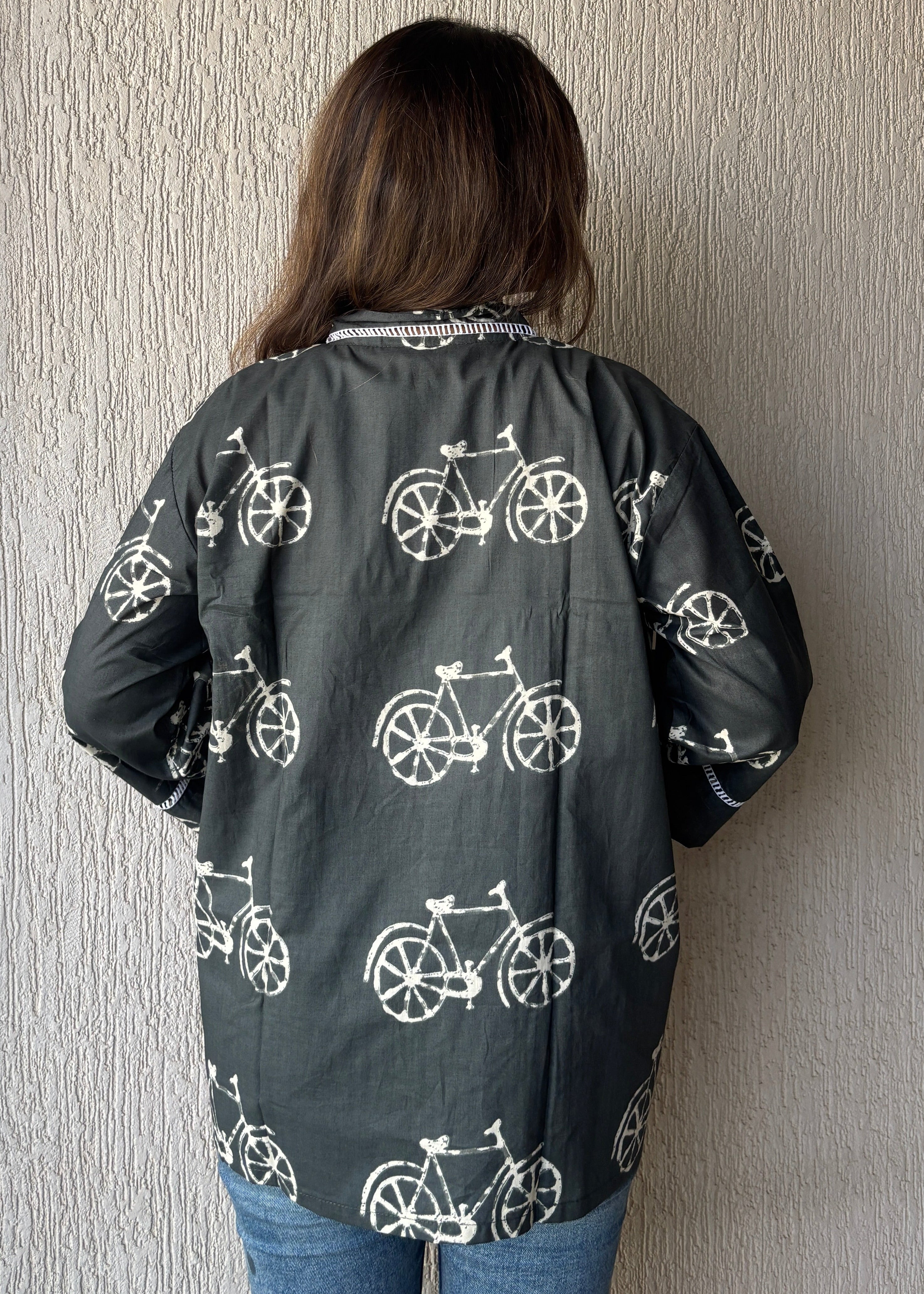 Charcoal bicycle oversized shrug