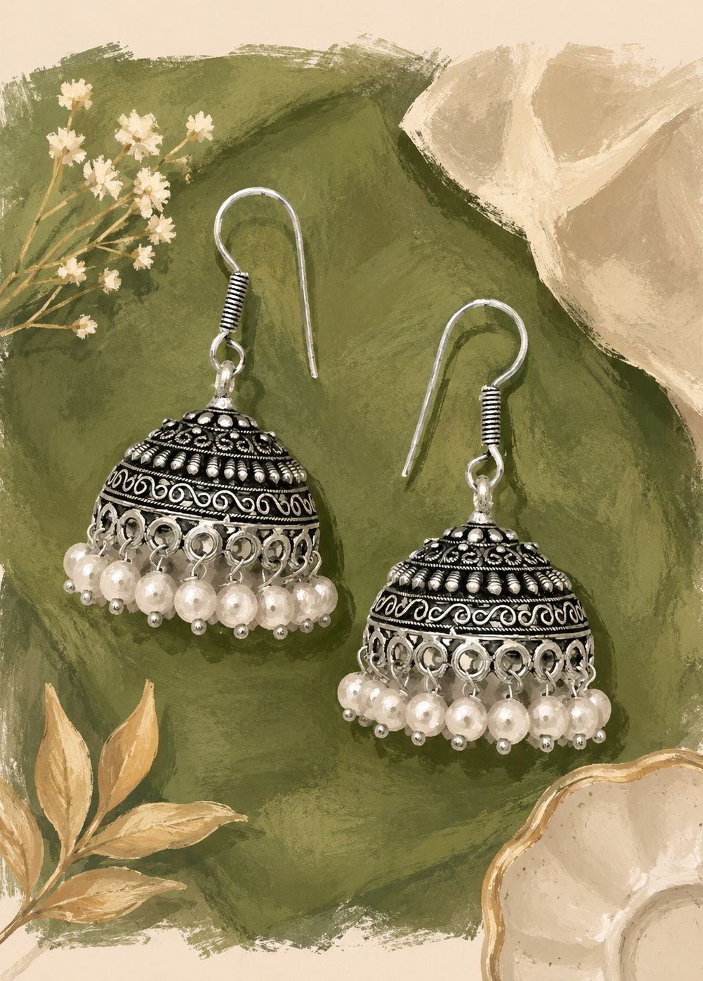 Silver jhumkas
