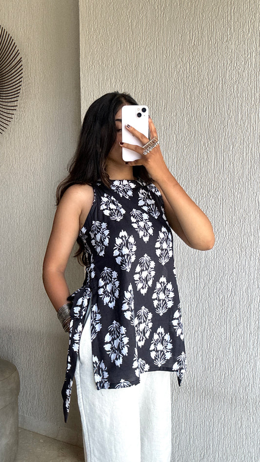 Black halterneck short kurti