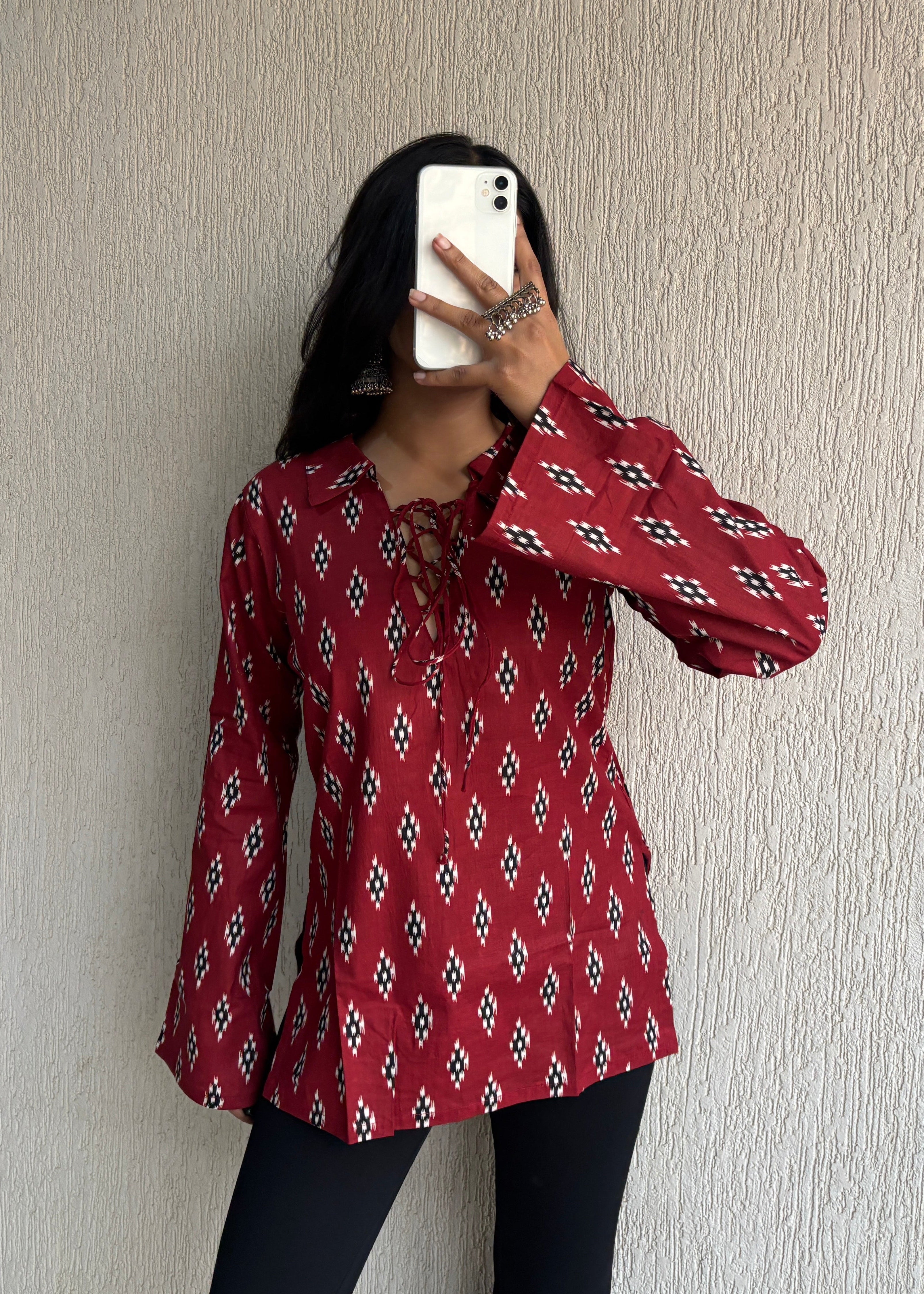 Red bossy short kurti