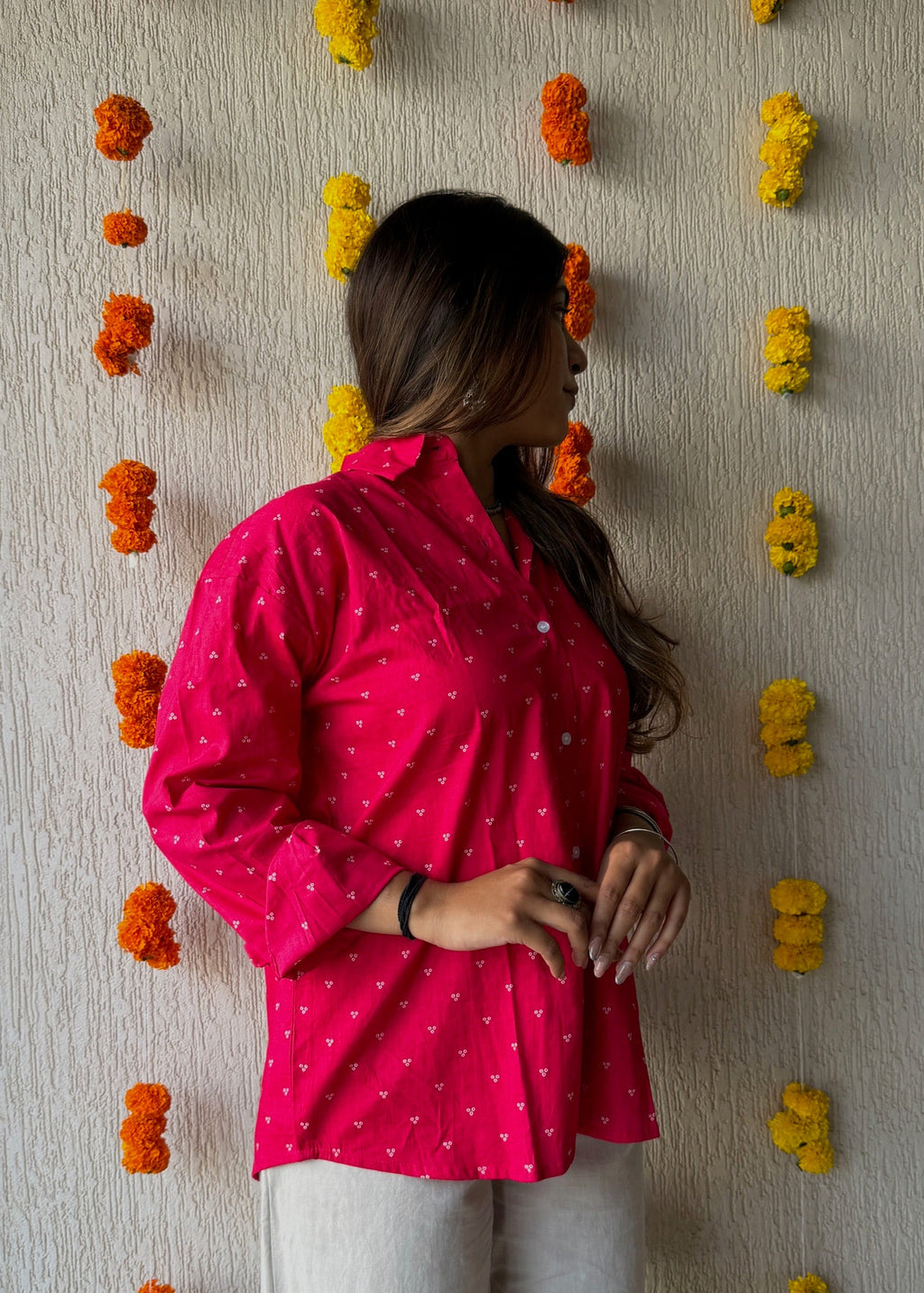 Pink dots oversized shirt