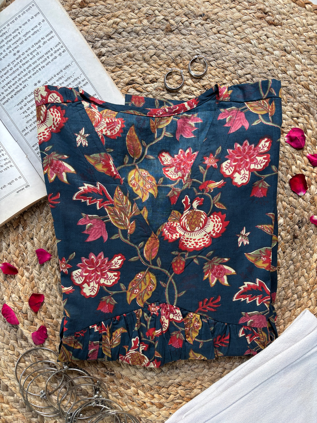 Navy blue Peplum style short kurti