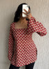 Maroon square neck short kurti
