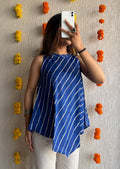 Royal blue Leheriya cotton short kurti