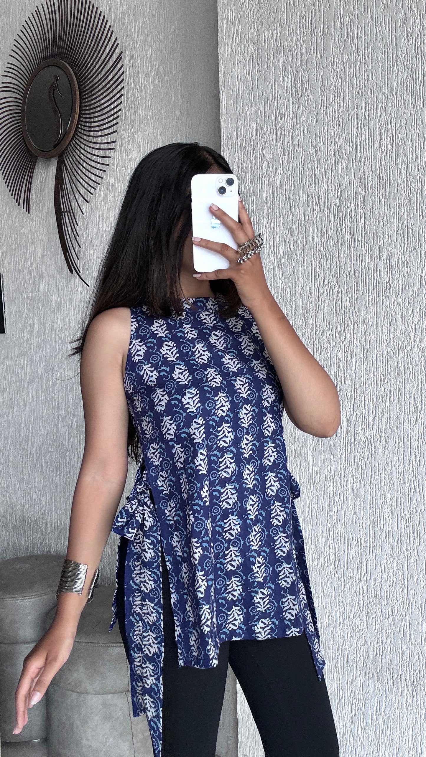 Deep indigo halterneck short kurti