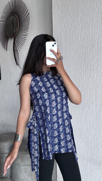 Deep indigo halterneck short kurti
