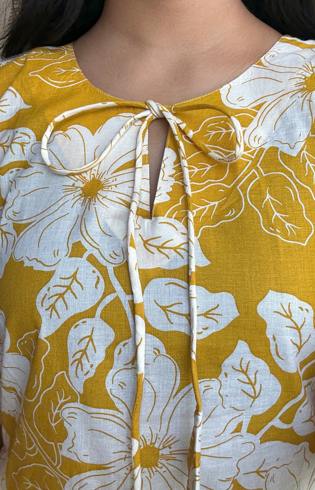 Yellow bell sleeves short kurti