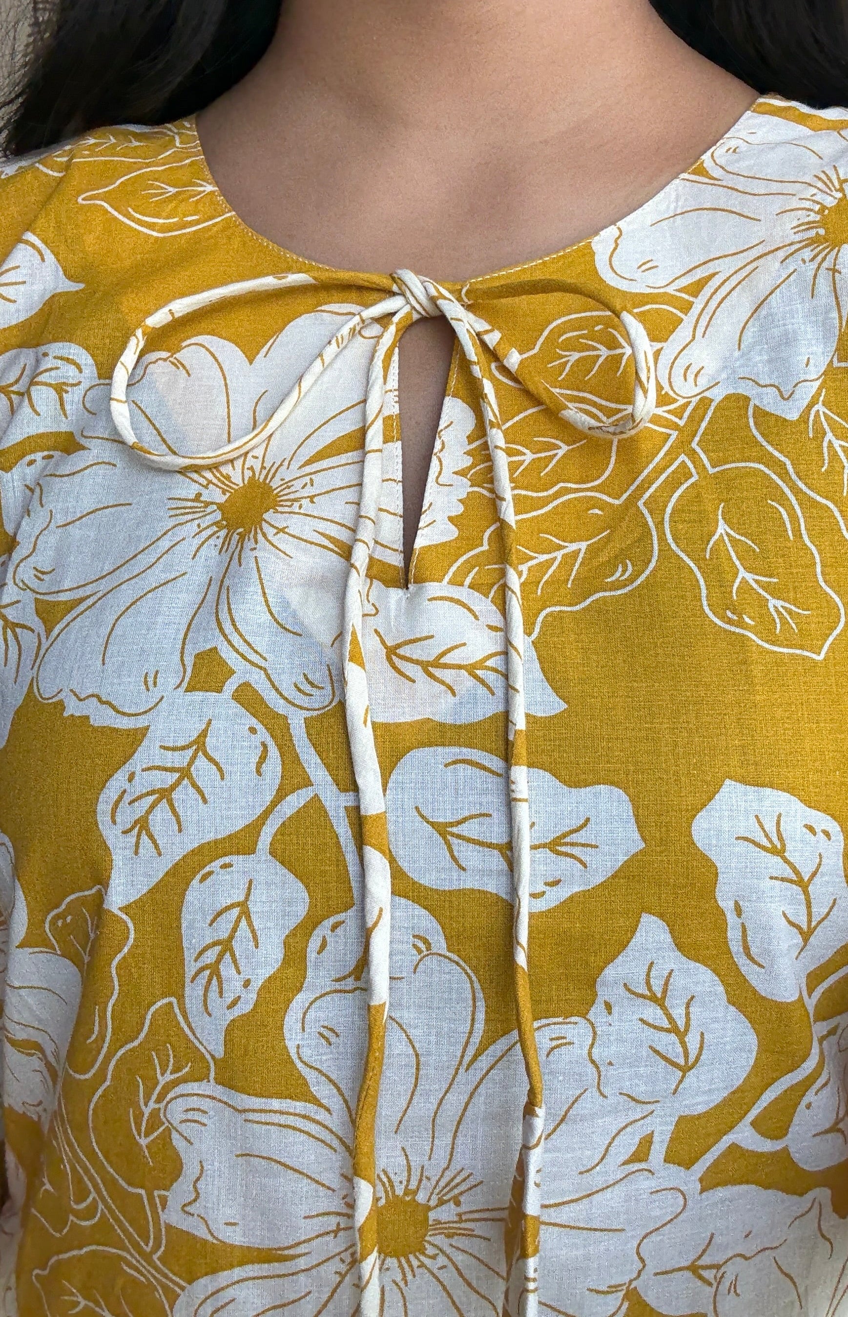 Yellow bell sleeves short kurti