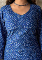 Neel bell Bandhani cotton short kurti