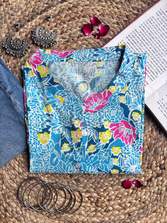 Blue A-line short kurti