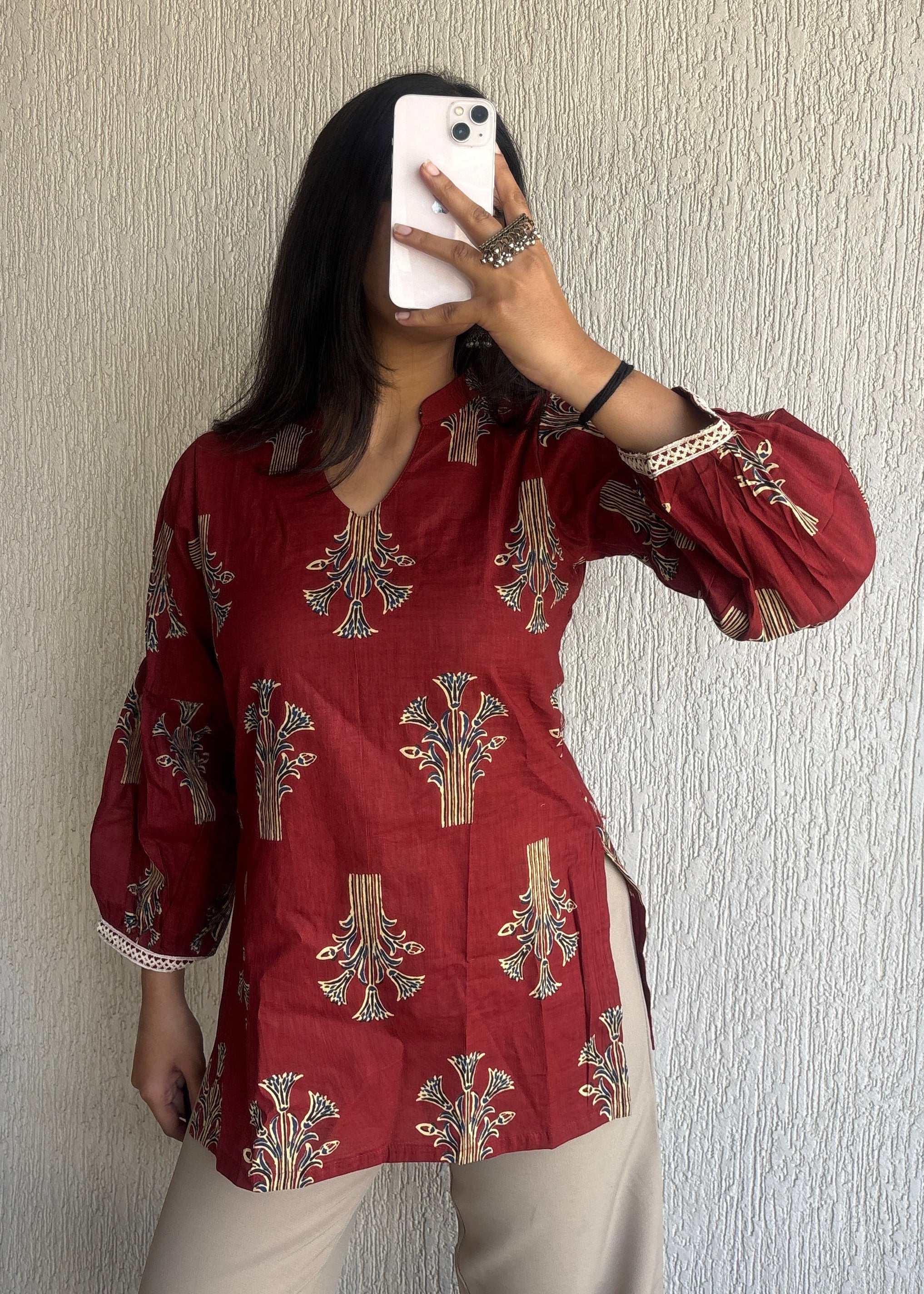 Maroon Not so basic short kurti