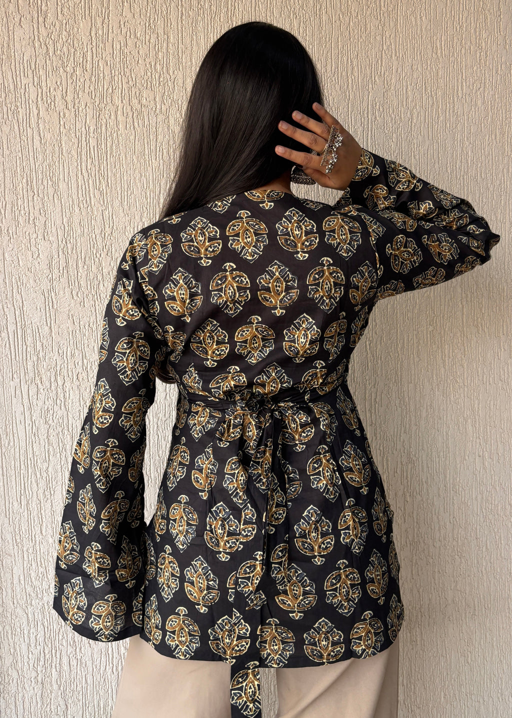 Black square neck short kurti