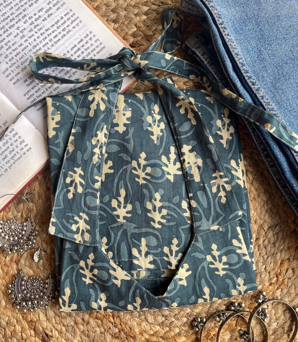 Leafy backless short kurti