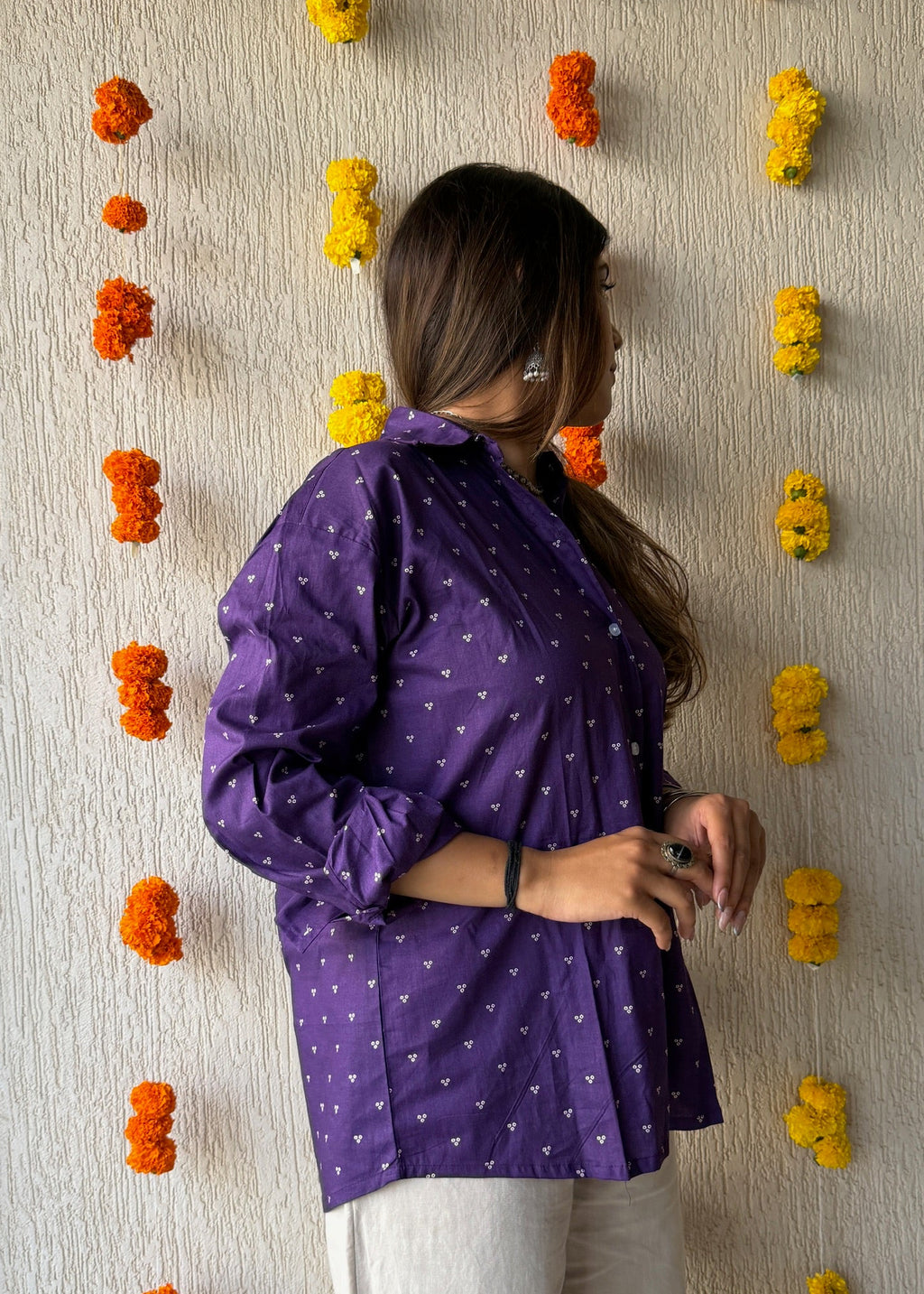 Purple dots oversized shirt