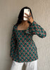 Green square neck short kurti