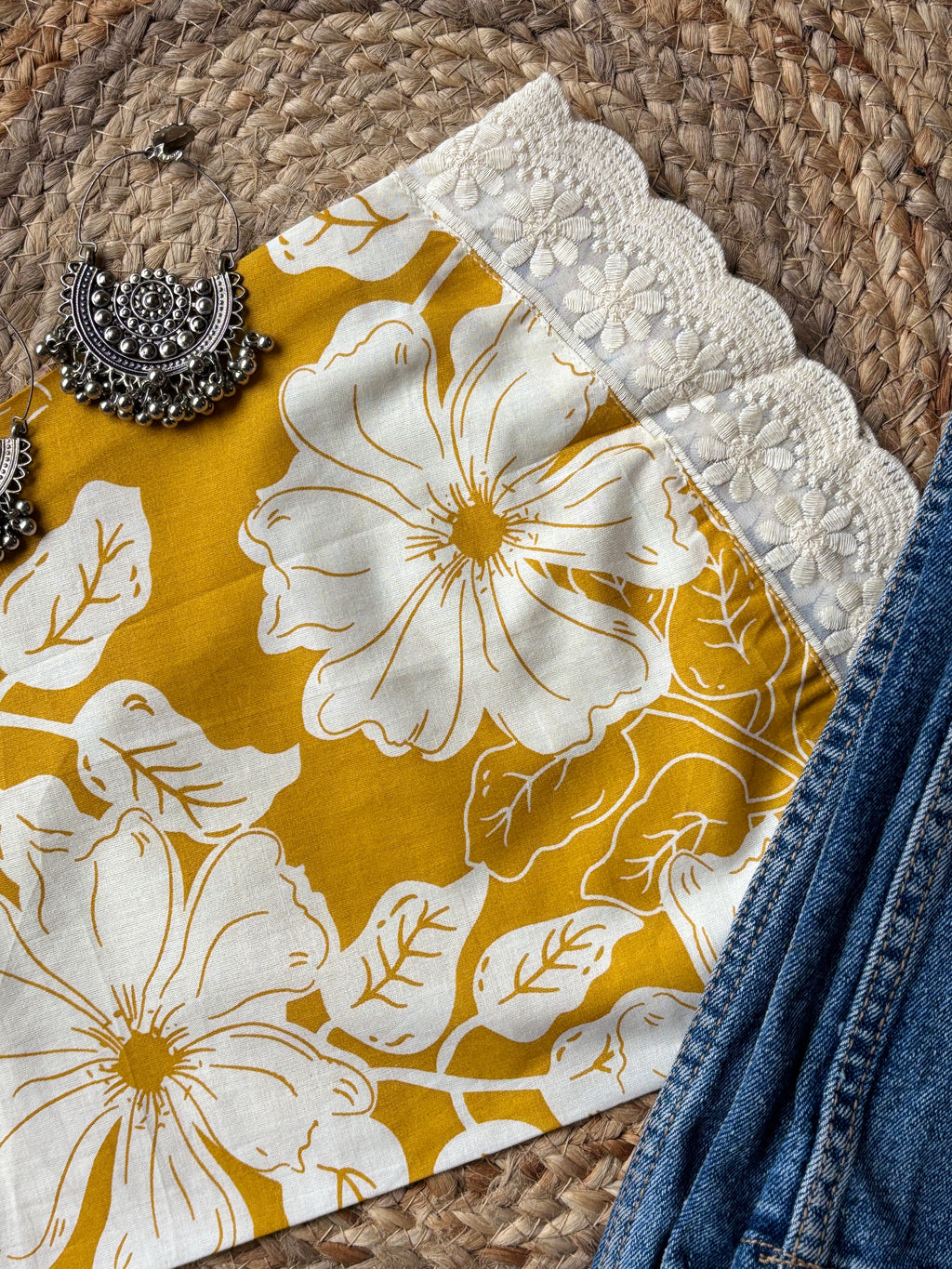 Yellow bell sleeves short kurti