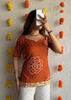 Kesariya Gota cotton short kurti