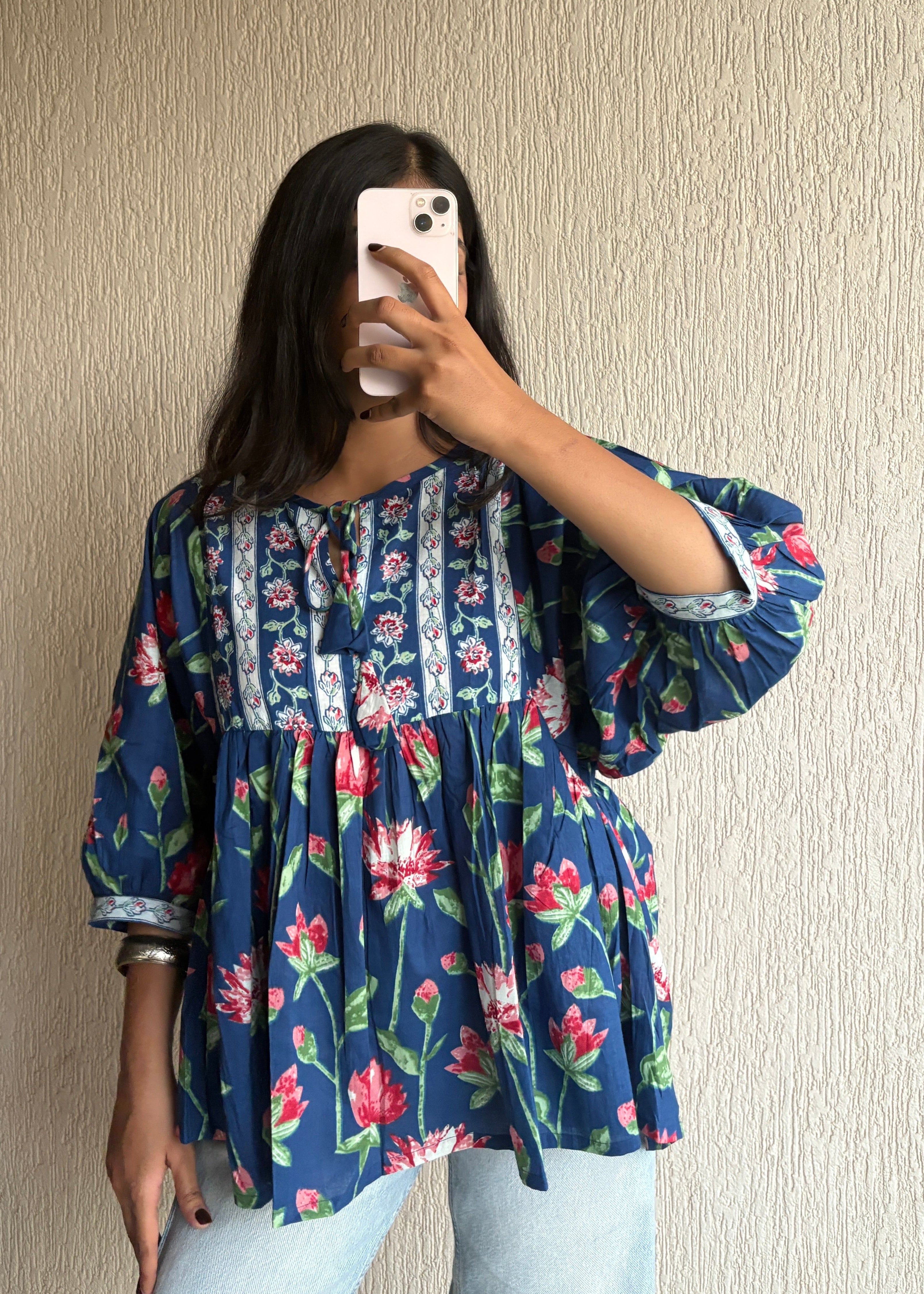 Navyblue boho short kurti