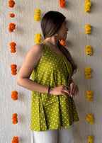 Mehendi Diamond cotton short kurti