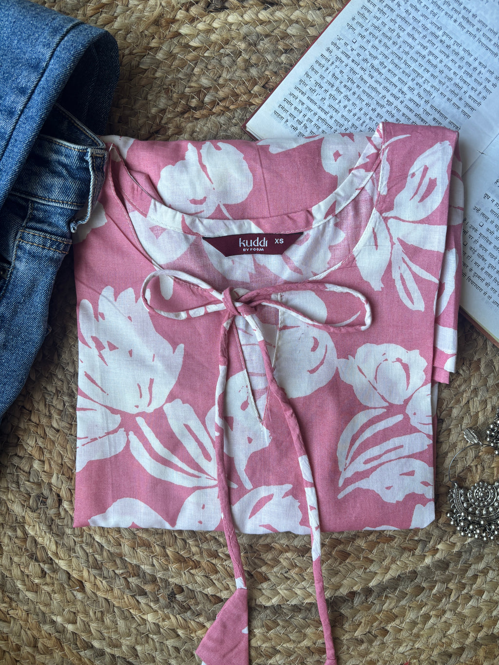 Light pink bellsleeves short kurti