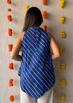 Royal blue Leheriya cotton short kurti