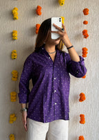 Purple dots oversized shirt