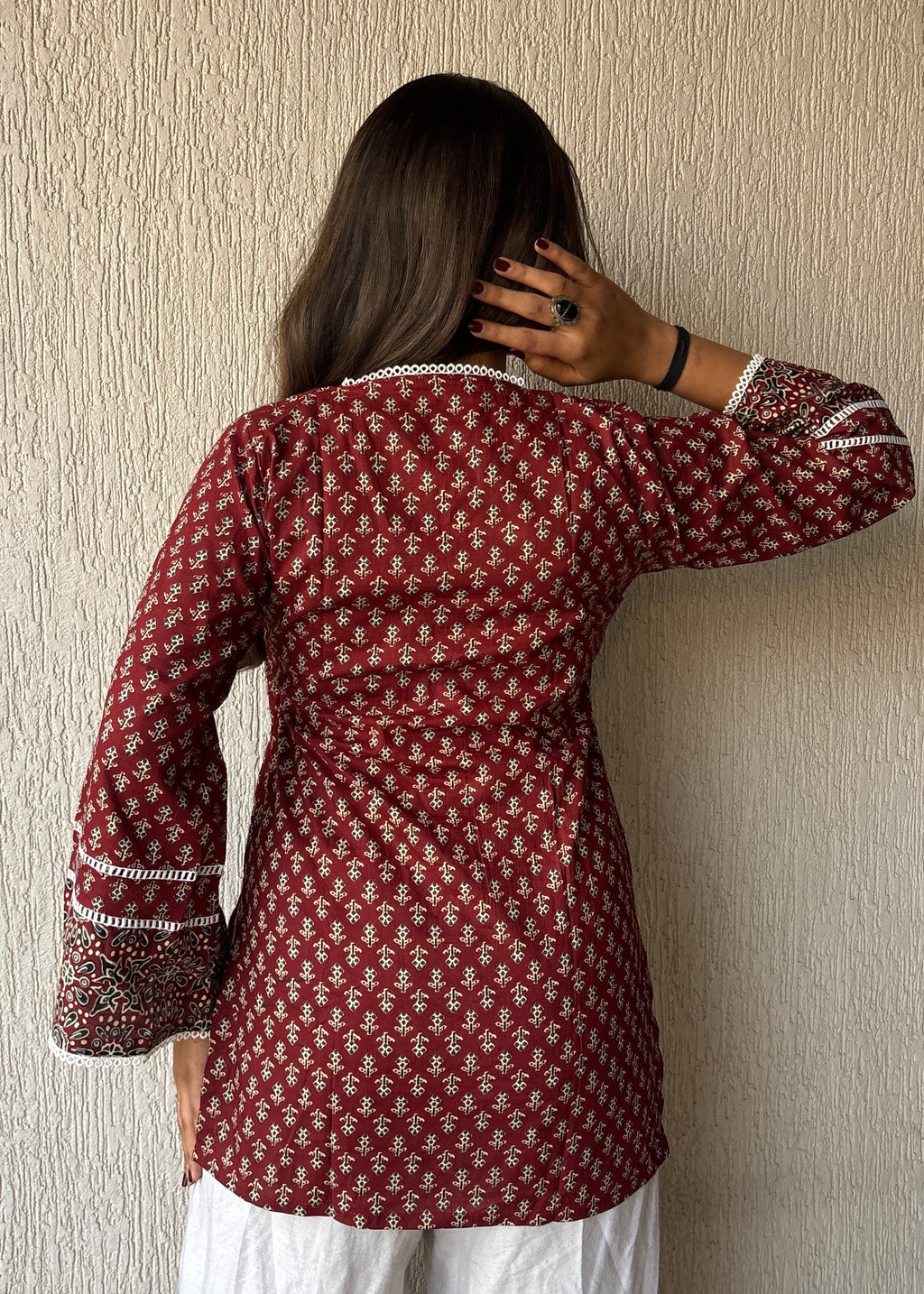 Heritage maroon short kurti