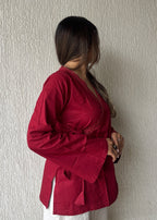 Cherry wrap-tie solid cotton kurti