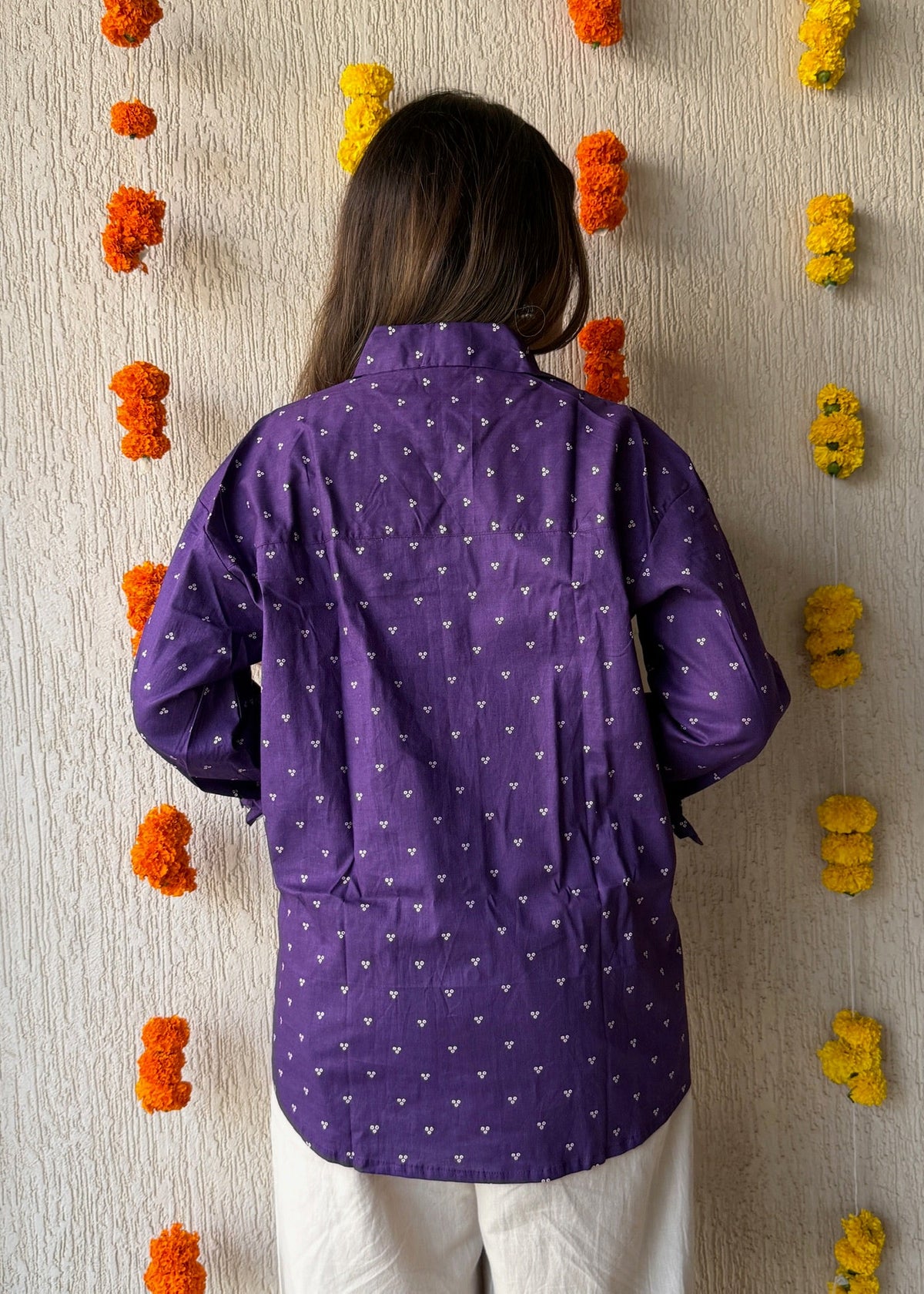 Purple dots oversized shirt